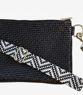 Alice Crossbody Bag, Black Embossed Leather