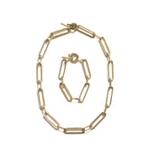 Paperclip Gold Chain Necklace Bracelet Set