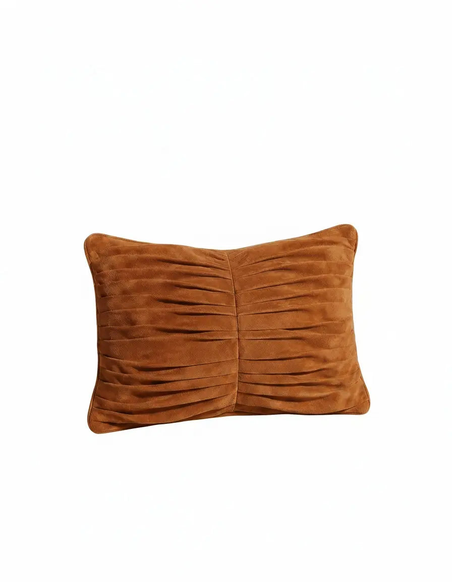 Pleated Cotton Suede Pillow