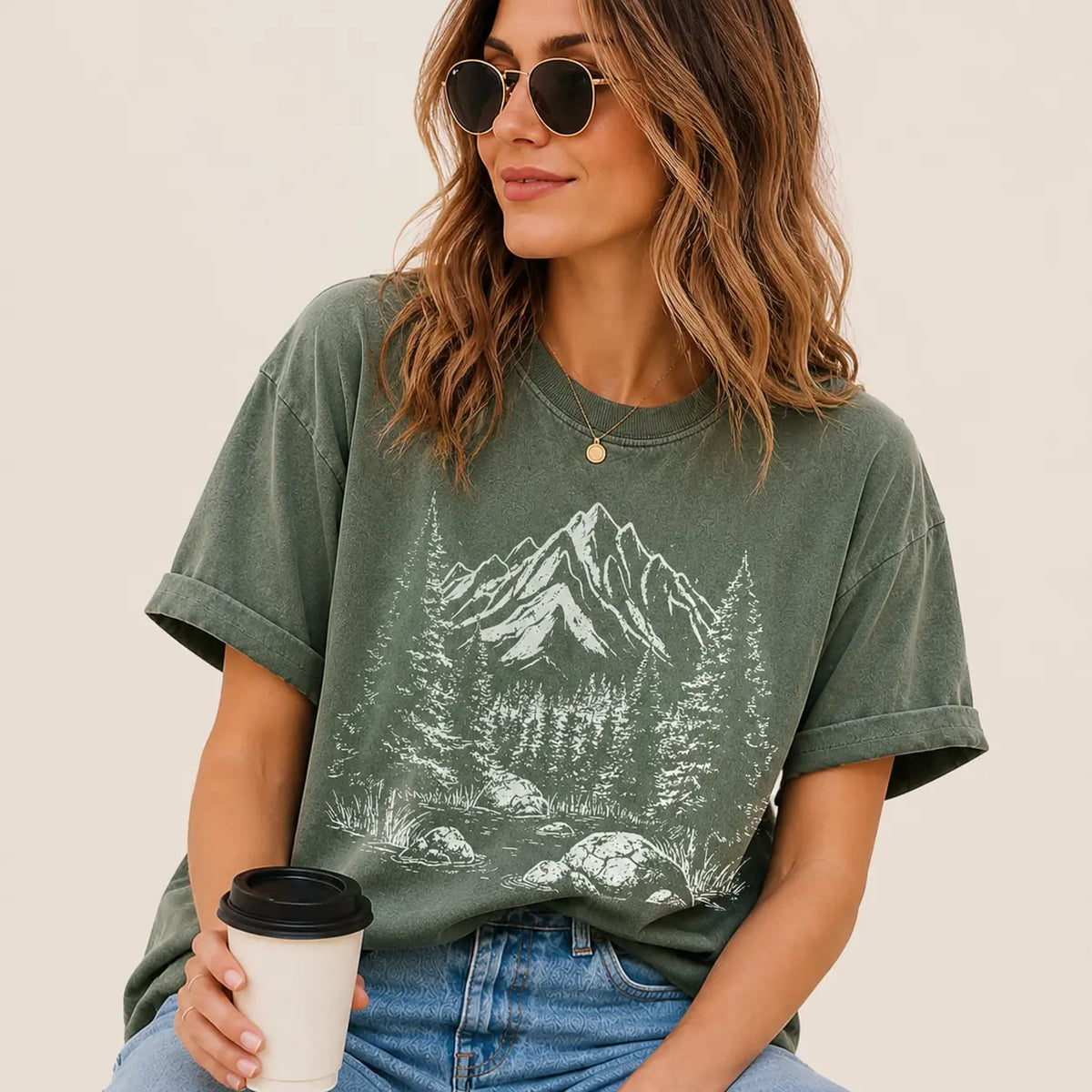Vintage Mountain Forest Landscape Graphic Tee