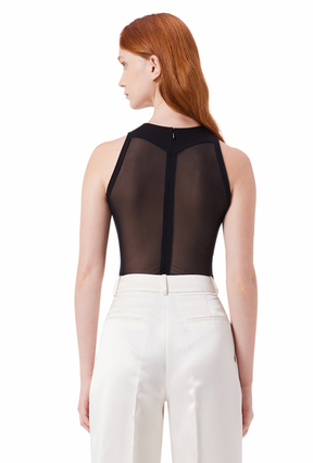 Lumière Mesh Leotard in Black