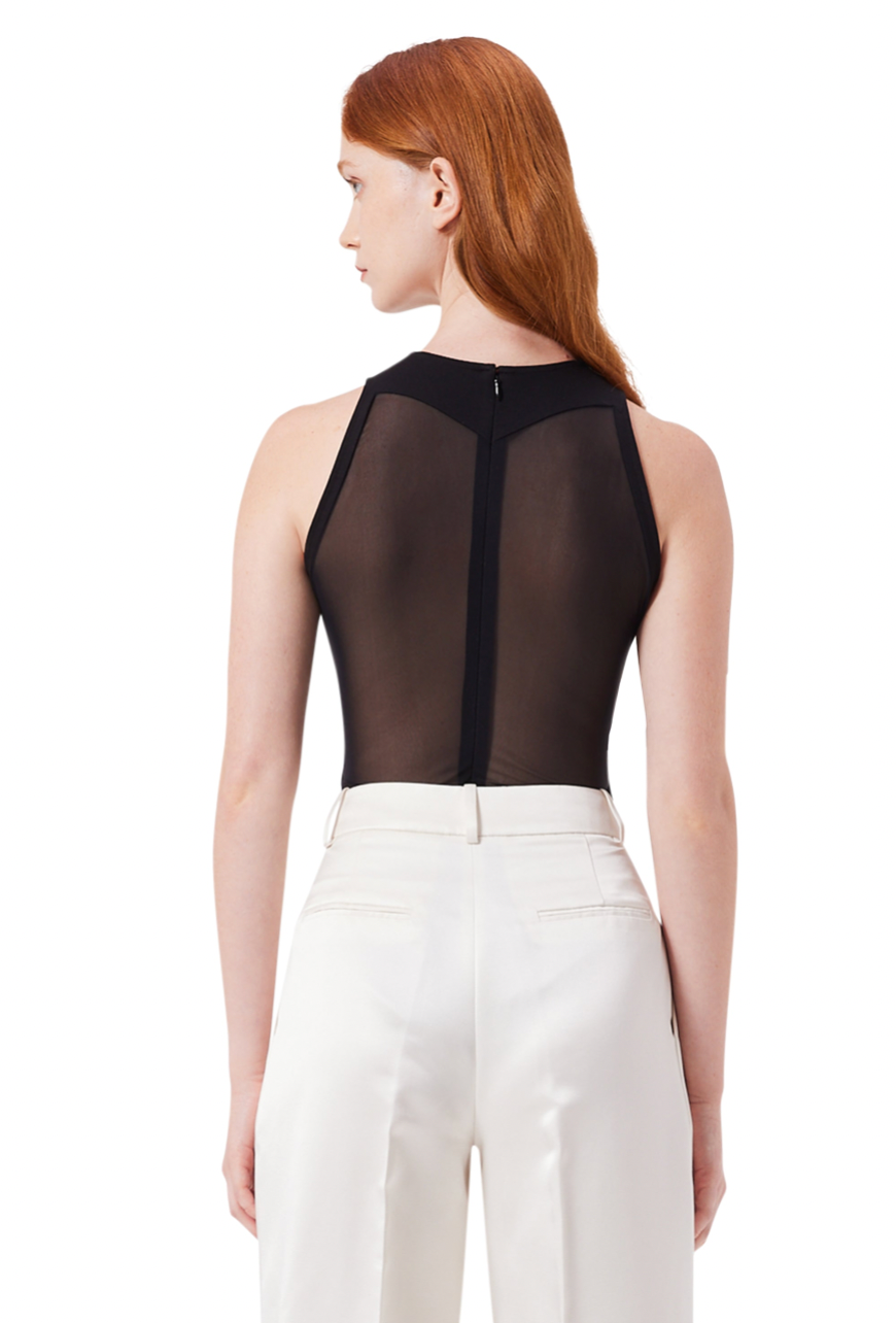 Lumière Mesh Leotard in Black