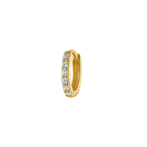 7mm Pave Huggie Hoop Earrings Dainty Gold Everyday Wear
