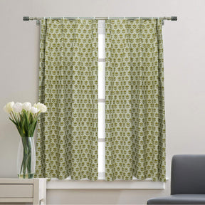 Unique Printed Pure Linen 2 Pleated Curtain - Saat Patti