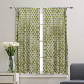 Unique Printed Pure Linen 2 Pleated Curtain - Saat Patti