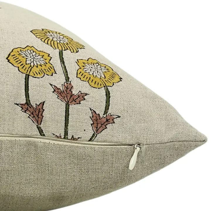 Unique Handcrafted Home Decor Block Printed Pure Linen Pillow Cover- Amitabh