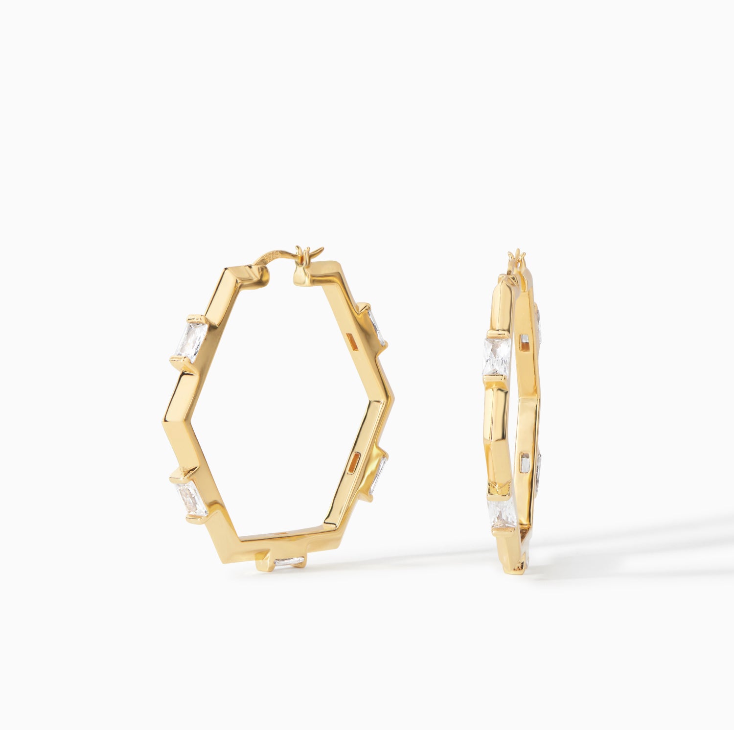 The Claire Hexagon Hoop Earrings - Medium