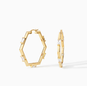 The Claire Hexagon Hoop Earrings - Medium