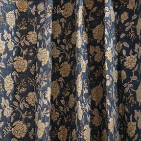Floral Handmade Pure Linen Pleated Curtain: Rameshwaram
