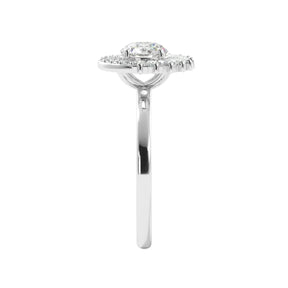 Round Tapered Baguette Halo Diamond Engagement Ring