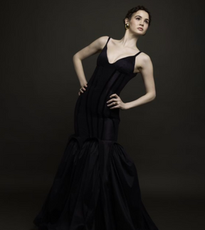 Blessing Silk & Velvet Black Corset Gown