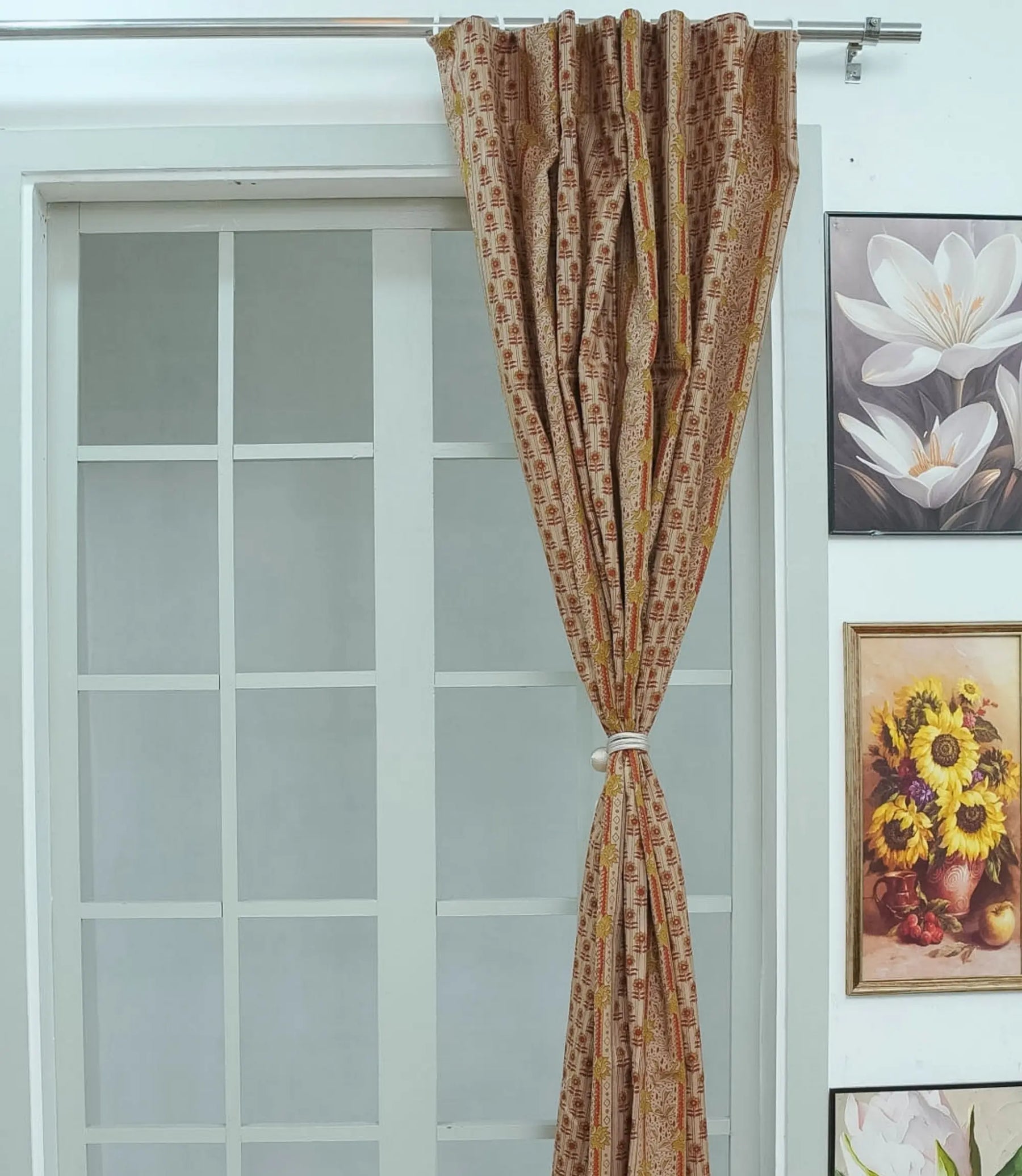 Floral Hand Block Print Anamika Linen Curtains
