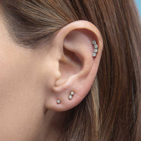Double Pearl Gold Earring Stud