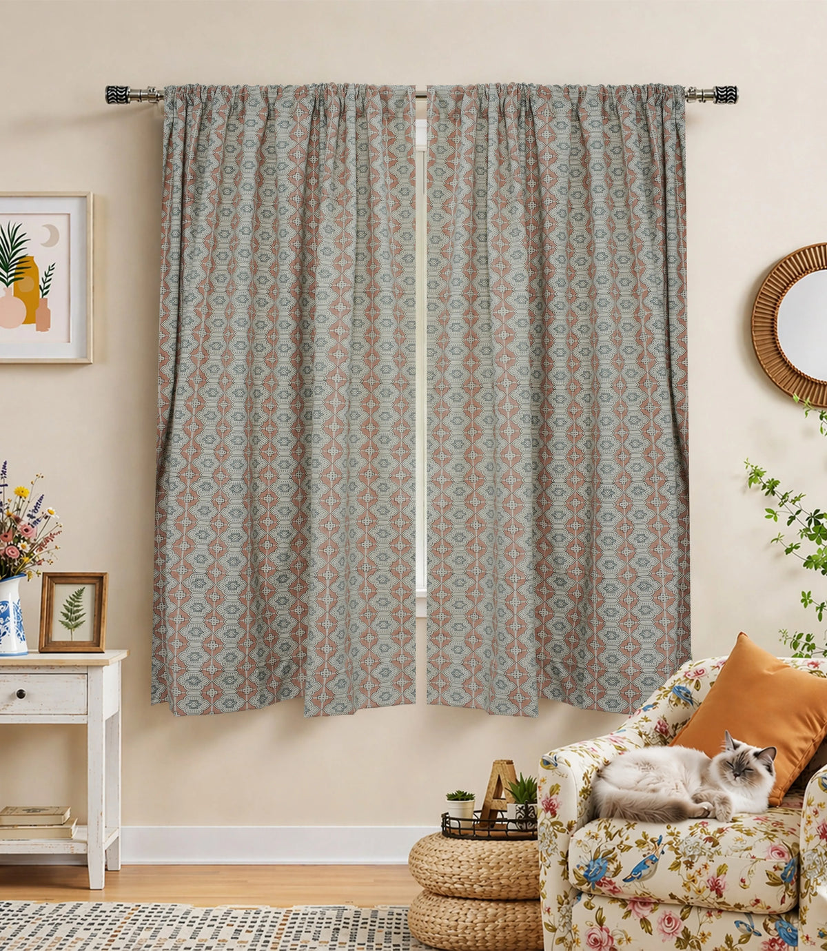 Jhroka Boho Style Handcrafted Linen Curtains