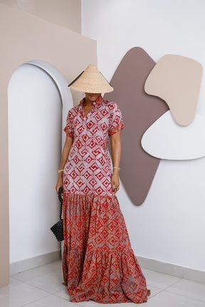 Ogbaluofu Kaftan Maxi Dress – Handmade Crepe Adire Elegance