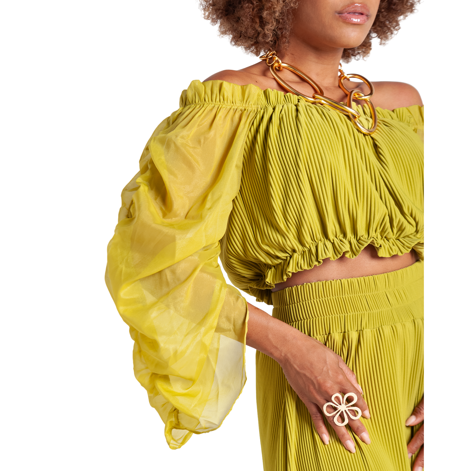 Off Shoulder Pleated Top