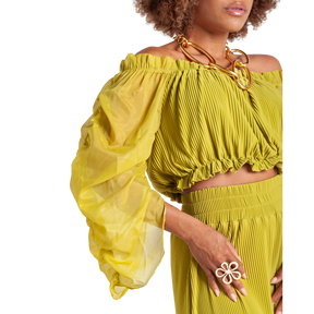 Off Shoulder Pleated Top