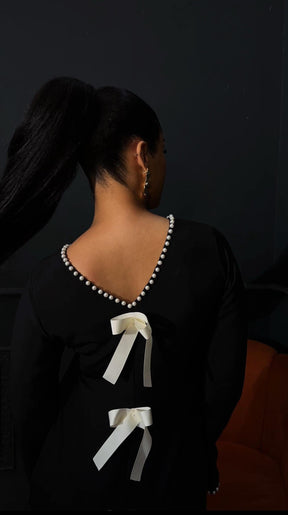 Laho Black Pearl Maxi Pleated Dress