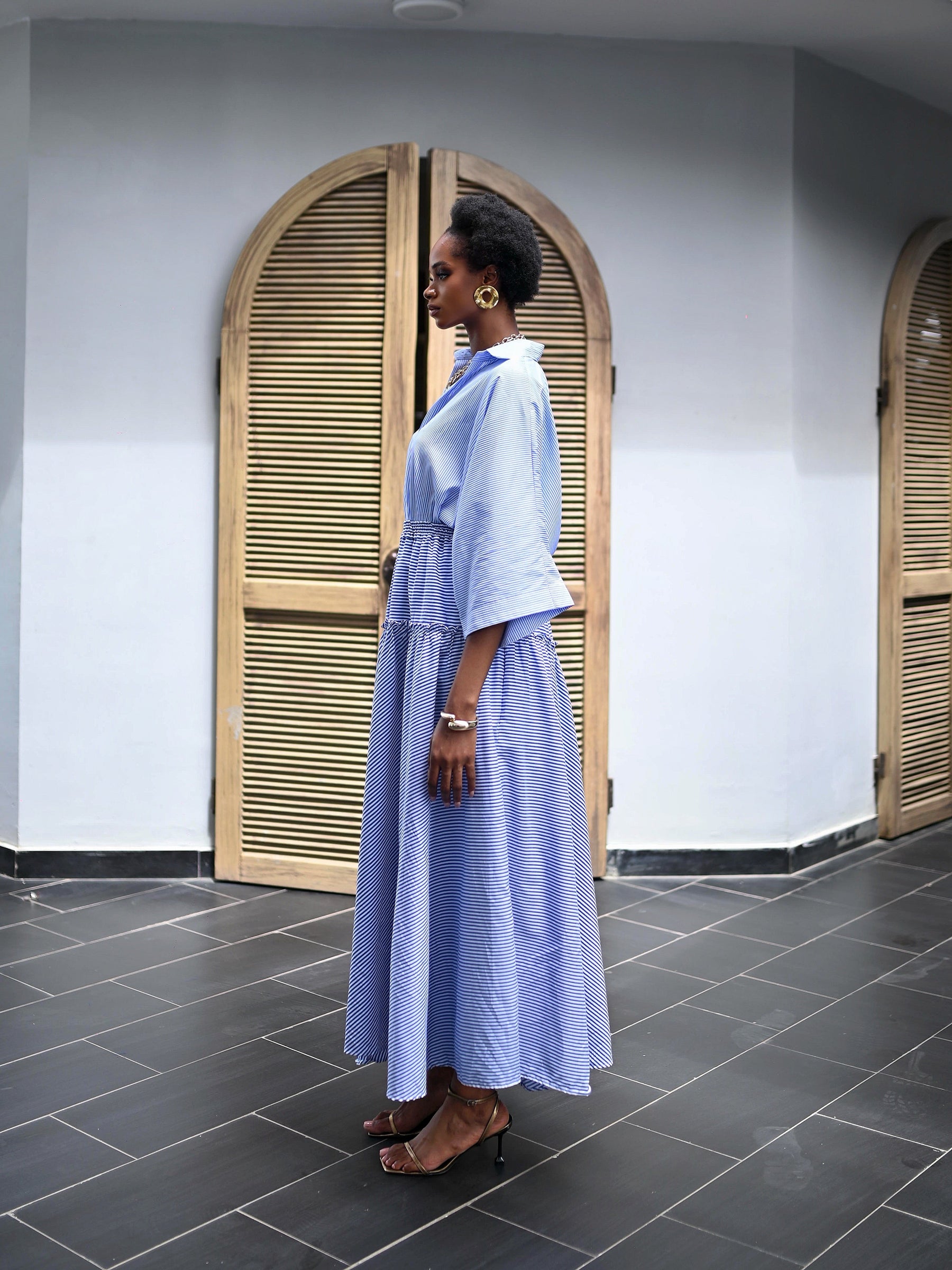 STRIPED COTTON POPLIN TWO PIECE SET