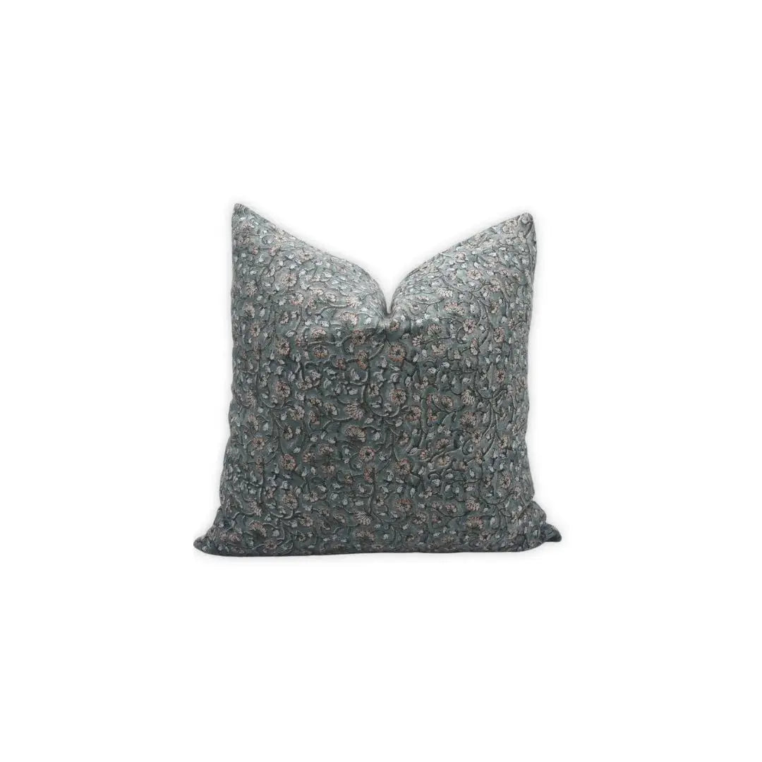 Unique Block Print Thick Linen Pillow Cover - Himachal