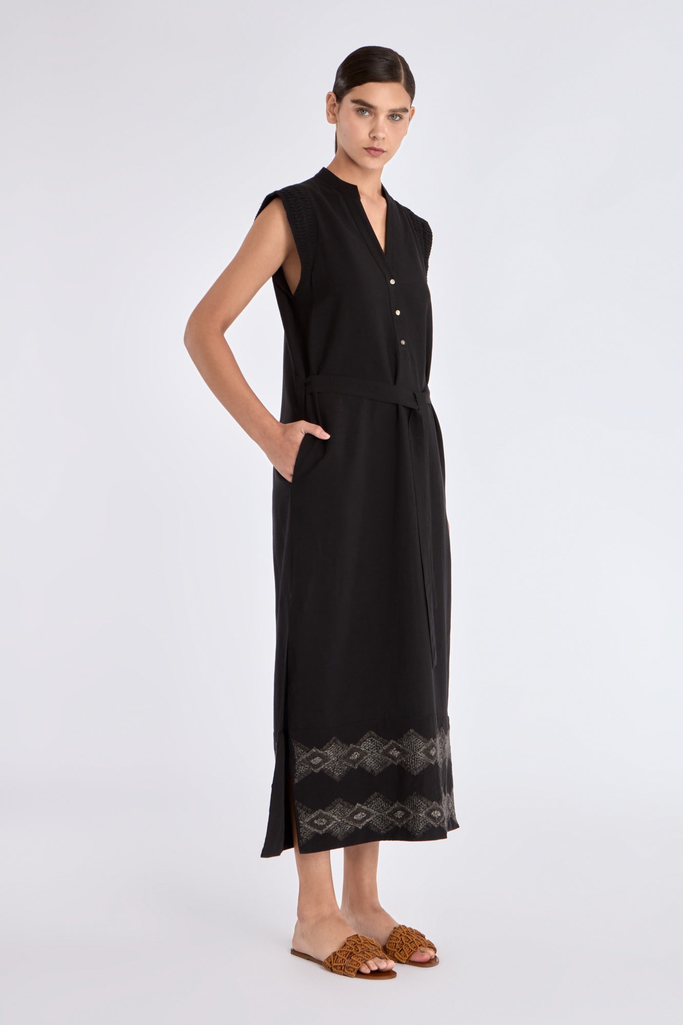 Denver Artisan Embroidered Dress | Black