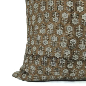 Block Print Thick Linen Designer Cushion Cover-Tulsi Buti