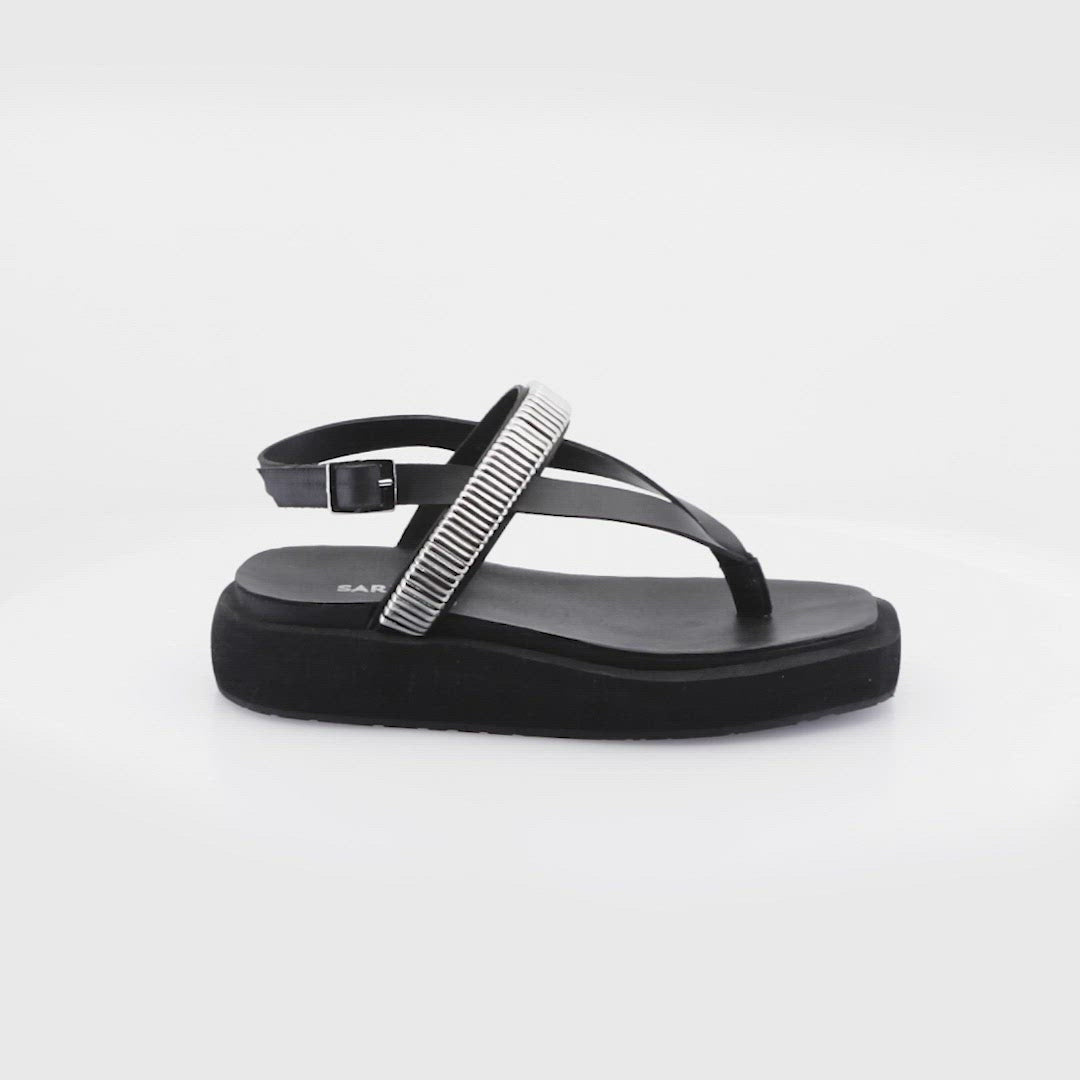 Stylish Eco-Friendly Black Platform Sandals Tury