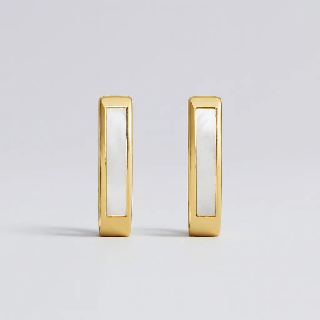 The Ashford Pearl Inlay Hoops
