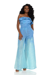 Strapless Blue Ombre Jumpsuit