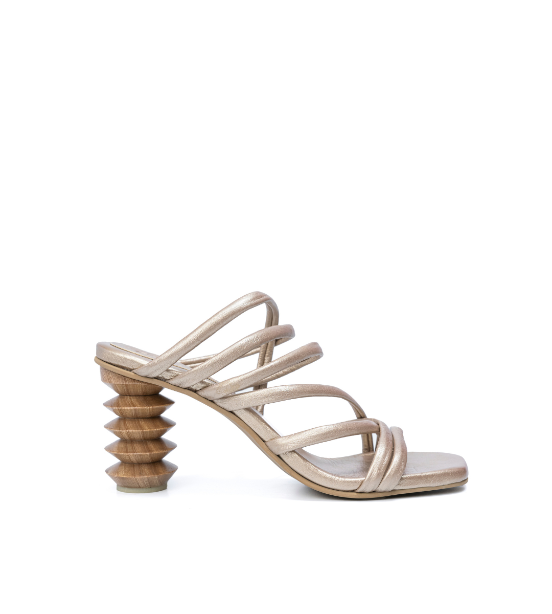 Ficus Pop Gold Sculpted Heel Sandal