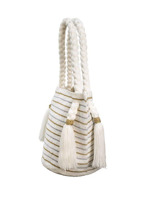 Artisan Wayuu Silver Gold Stripe Tote