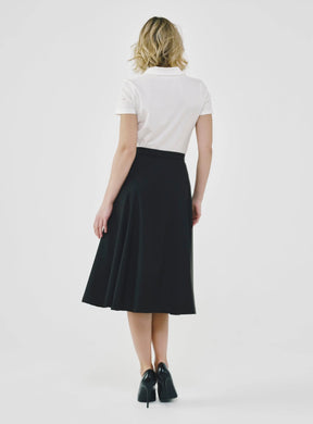 High-Waist Midi Skirt with Elastic Waistband