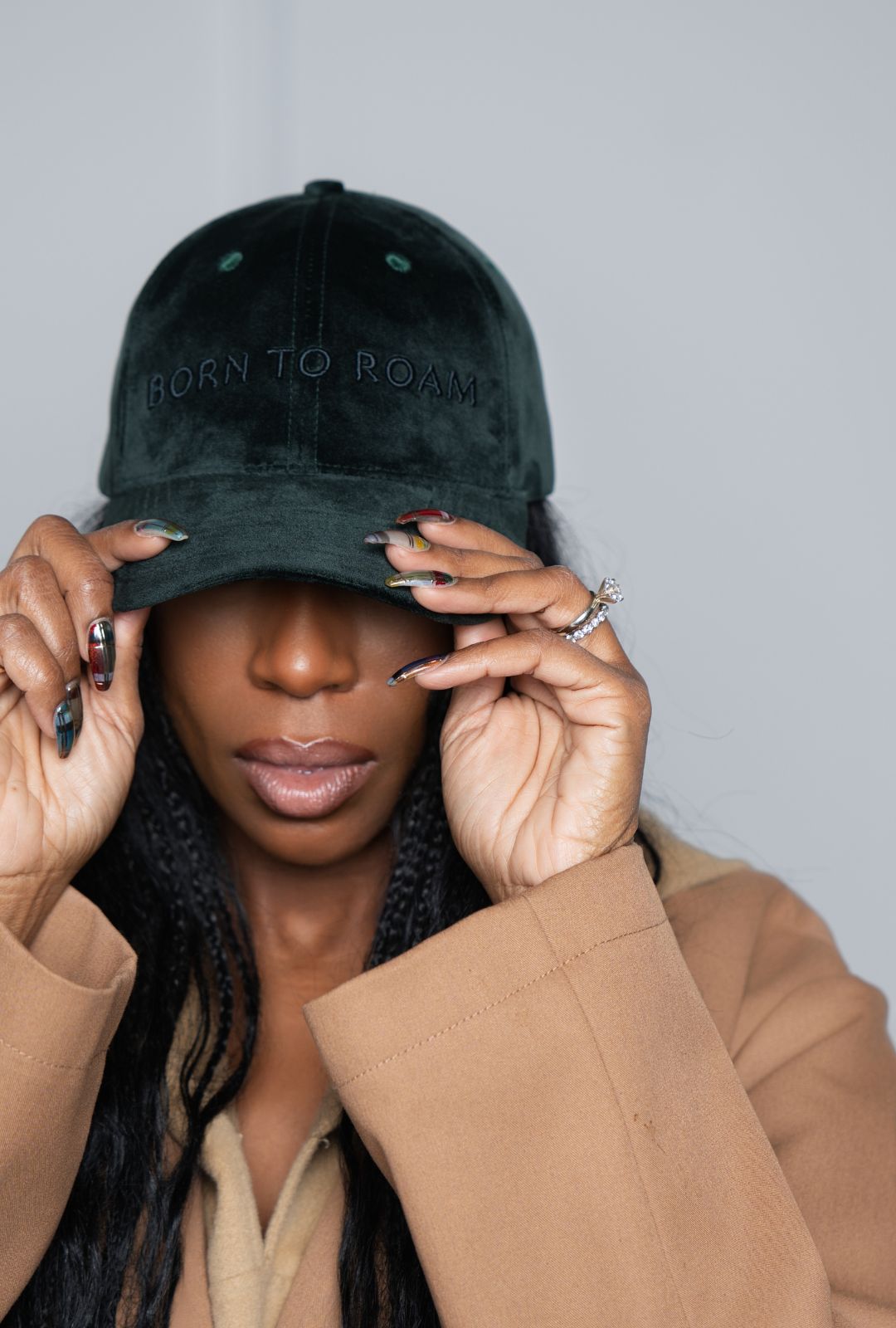 Queens Velvet Baseball Cap - Dark Green