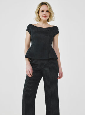 Tailored Pinstripe Bardot Top