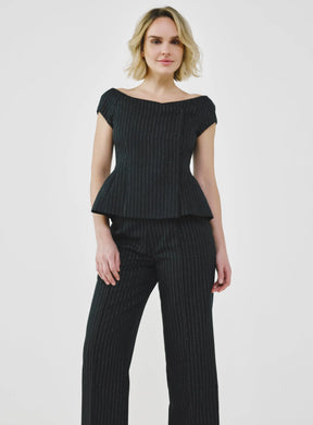 Tailored Pinstripe Bardot Top