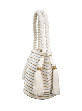Artisan Wayuu Silver Gold Stripe Tote