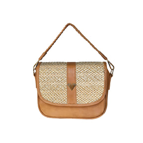Beige Leather Carriel Bag – Handmade Crossbody & Handbag with Palm Strap Detail, Timeless Leather Purse
