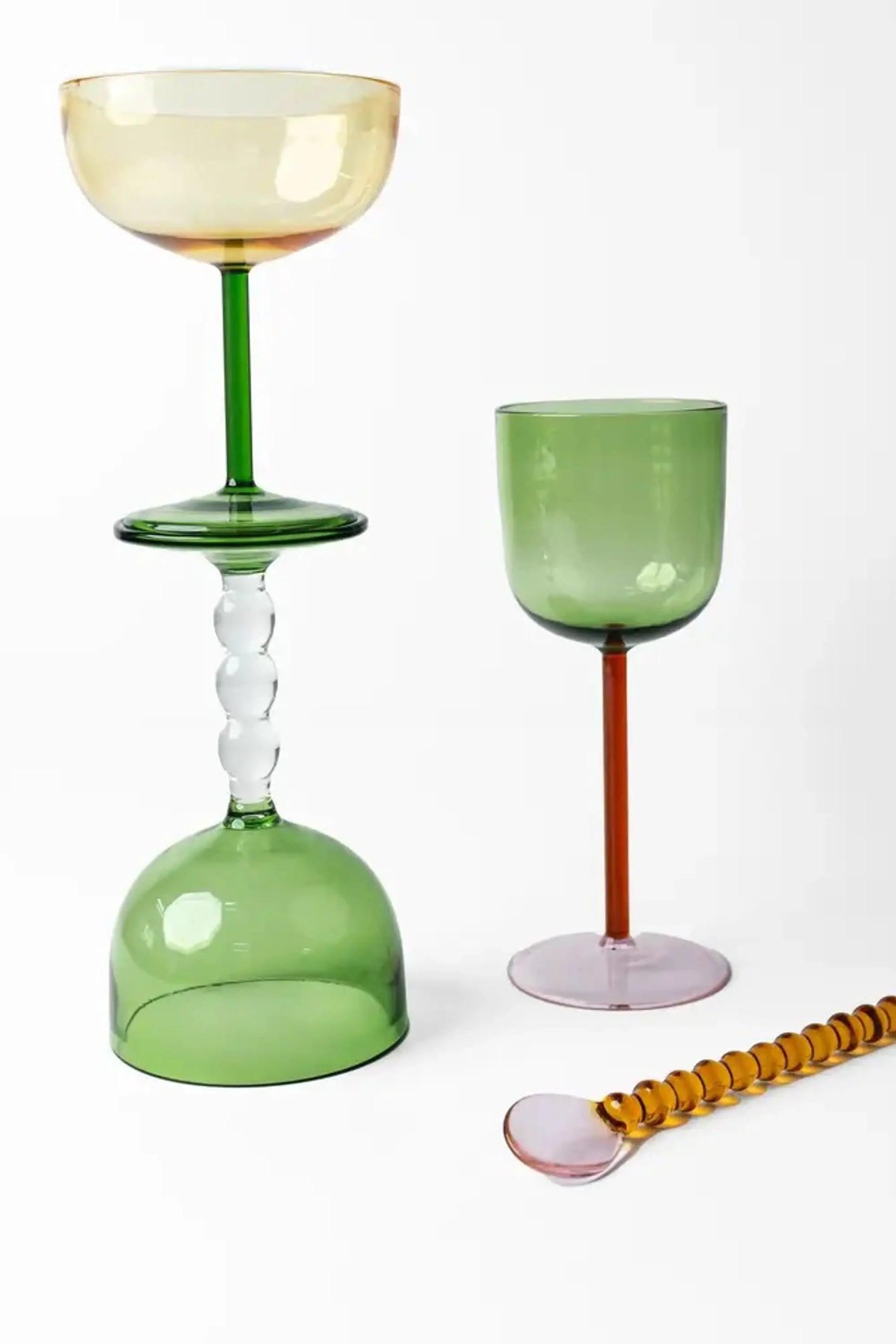 Color Pop Wine Glass - Green (set Of 2), 7.5 X 2.8 Inches