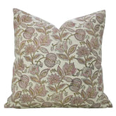 Natural Block Print Linen Blend Pillow Cover - Custard Apple