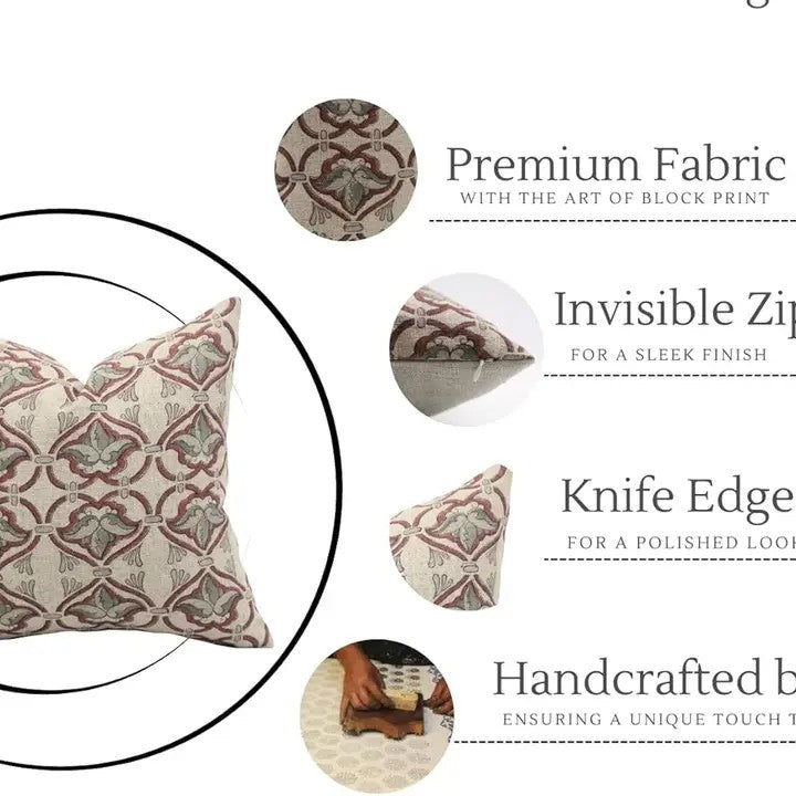 Bohemian Style Pillow Cover Thick Linen Pillow- Hridyavan