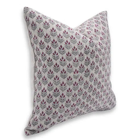 Unique Floral Block Print Thick Linen Pillow Cover - Alia