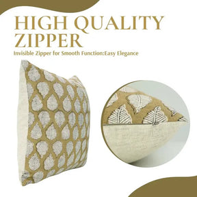 Natural Hand Blcok Print Desgin Viscose Linen Cushion Cover - Panchi