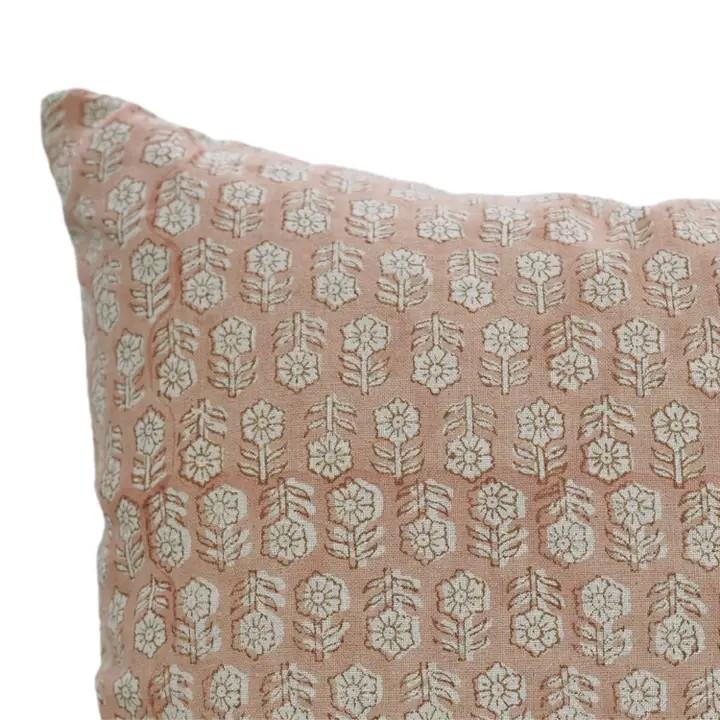 Traditional Handmade Block Printed Pure Linen Cushion Cover - Tulsi Buti