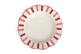 Ceramic Stripe Dinner Plate, Pink Red- 10 x 10 x 1.25 Inches