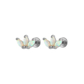 Peacock Opal Flatback Silver Earring