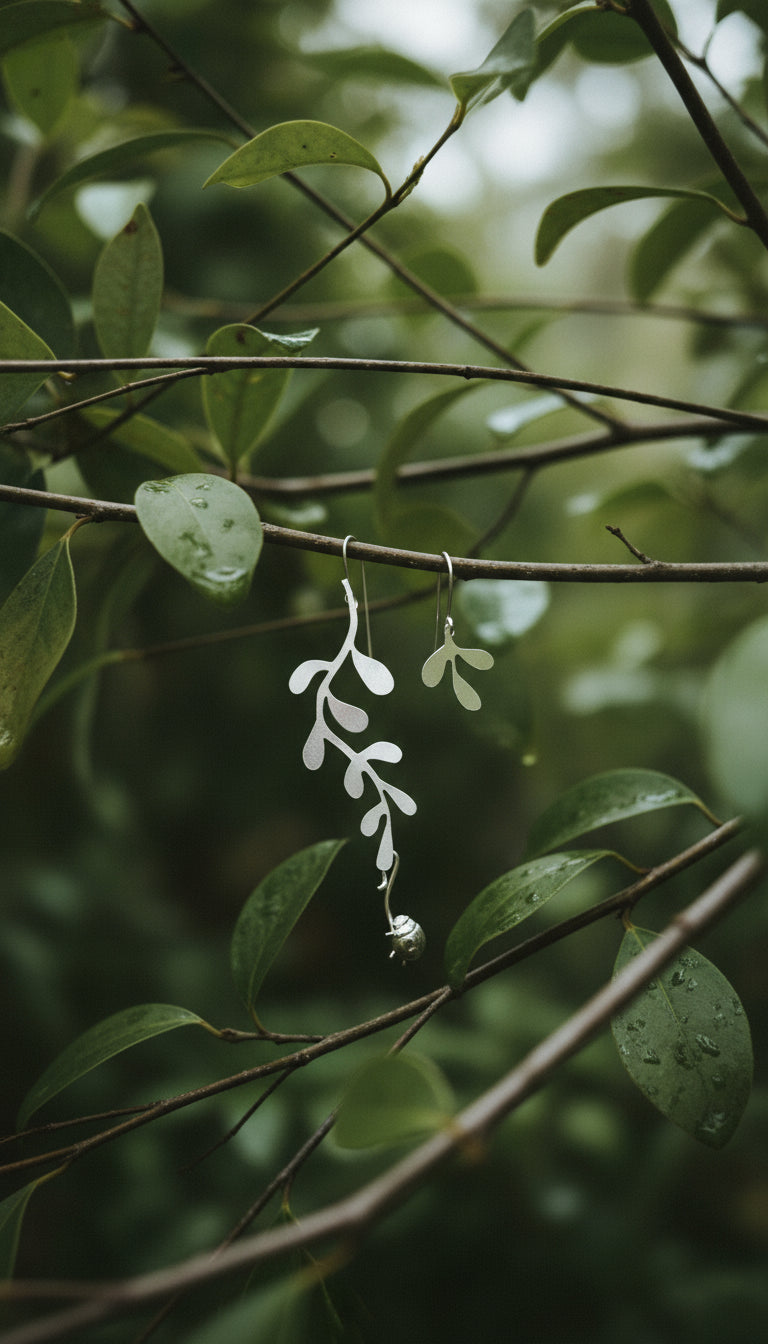 Hanging Vine  Earrings & Ladybug Convertible Extensions