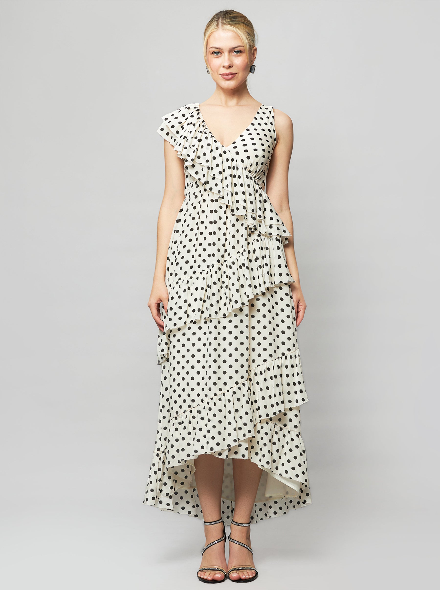 Arethia Polka Dot Silk Maxi Dress