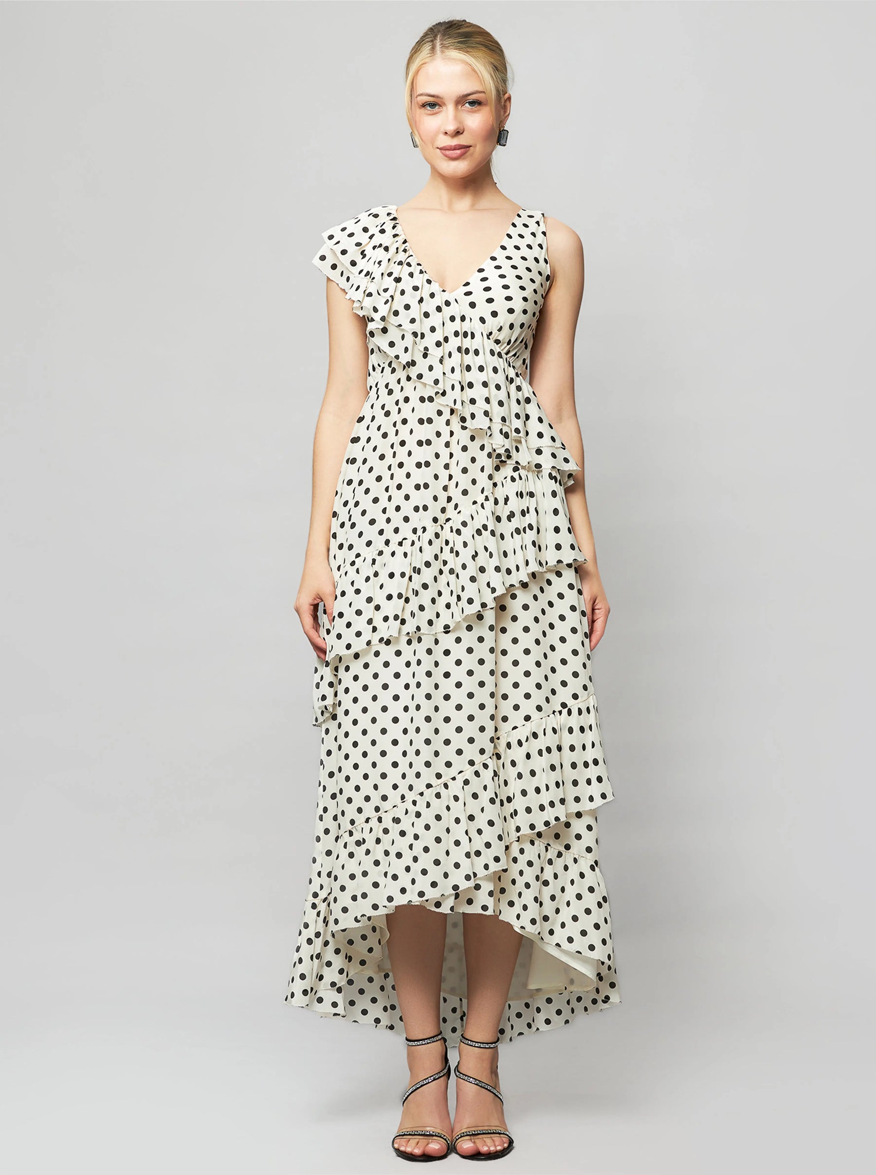 Arethia Polka Dot Silk Maxi Dress