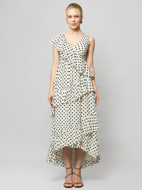 Arethia Polka Dot Silk Maxi Dress