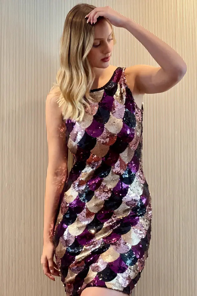 Wine Sequin Dress
